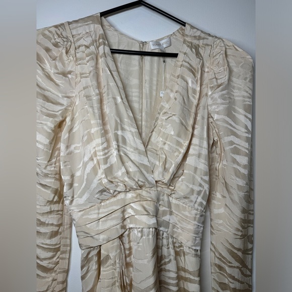 NWT Ronny Kobo Lillian Tapioca Zebra Silk Blend Puff Sleeve Mini Dress Size XS - Picture 5 of 17